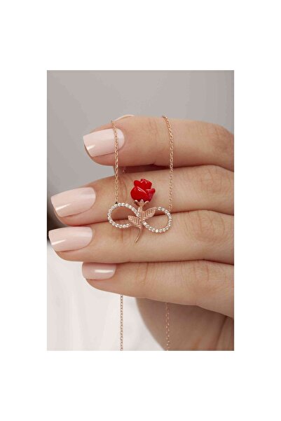 Şimal Silver 925 Ayar Gümüş Güllü Sonsuzluk Kolye