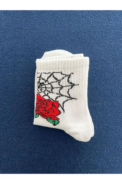 Touz Rose & Web Unisex White College Κάλτσες - zolid ρούχα