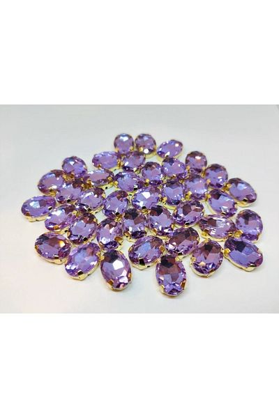 yiğit aksesuar 13x18 Cased Sewing Lilac Oval Glass Stone 50 Pieces 1.8 Cm
