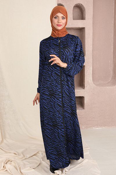 Kutay Collection Γυναικείο φόρεμα προσευχής Navy Blue με φερμουάρ