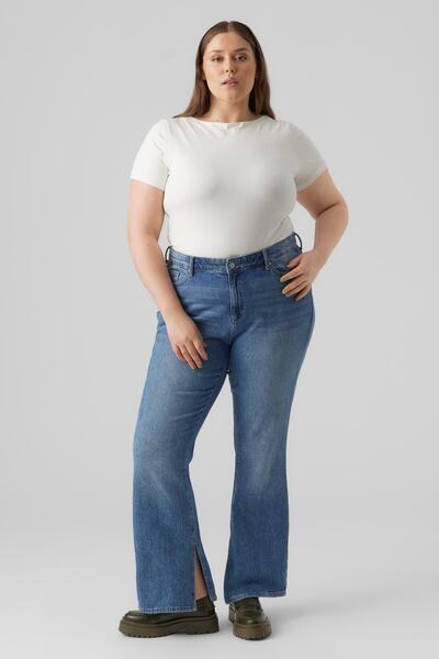 Veromoda Curve Dámské / dívčí Sněhově bílé tričko Vero Moda Curve