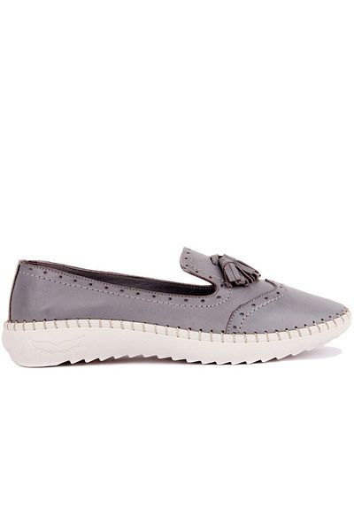 SailLakers - Gray Leather Women's Casual Shoes