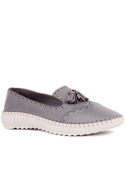 SailLakers - Gray Leather Women's Casual Shoes