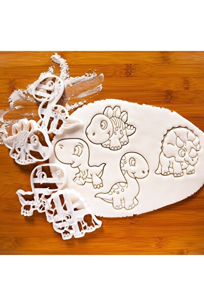 Hobist قالب بسكويت ديناصورات لطيف للأطفال وقالب لب السكر بأربعة ديناصورات مختلفة