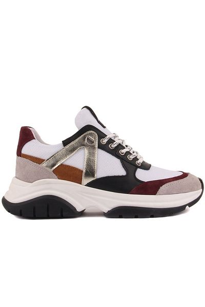 SailLakers - Burgundy, Gray Suede, Black Leather Lace-up Women's Sneakers