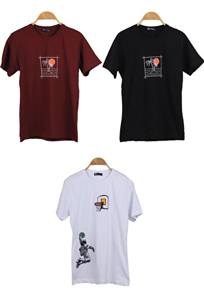 han elegant Set tricouri 100% bumbac cu imprimeu din 3 piese 9-16 ani