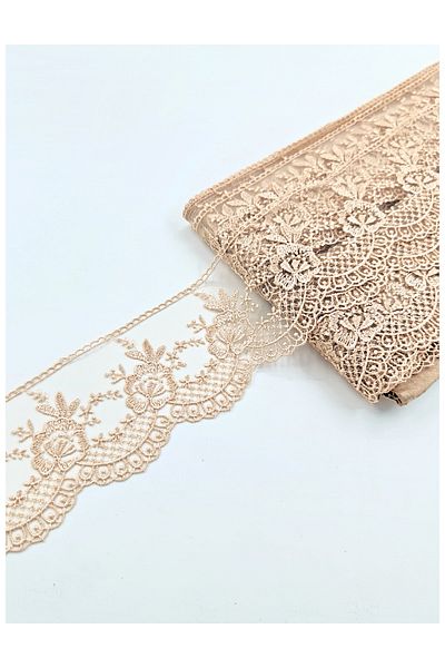 ÜNSALAN HOBİ Organza Γαλλική Δαντέλα Ποιότητας Φόρεμα Edge Lace Πλάτος 6 cm 4 Mt.