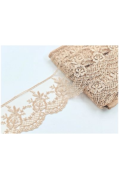ÜNSALAN HOBİ Organza Γαλλική Δαντέλα Ποιότητας Φόρεμα Edge Lace Πλάτος 6 cm 4 Mt.
