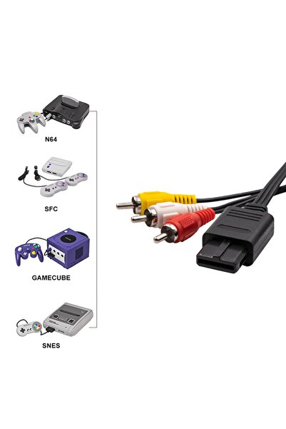 POPKONSOL Nintendo Snes Gamecube N64 Oyun Konsolu Av Tv Rca Kablosu Rgb Kablo...