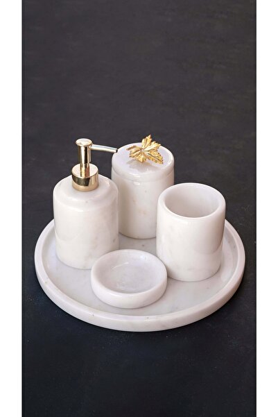 helya marble طقم حمام 5 قطع من الرخام الأبيض