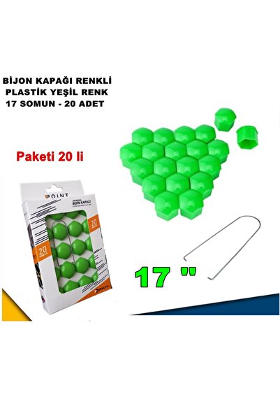 caraks Renkli Bijon Kapağı Plastik Yeşil Renk Altıgen 17 Mm Bijon Uyumlu 20 A...