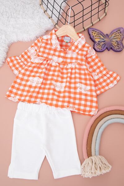 Kiwikido Kız Bebek Kelebek Nakışlı Şortlu Takım - (9-24 Ay)