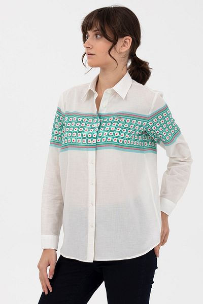 U.S. Polo Assn. Cămașă de damă din bumbac cu model geometric orizontal Porı