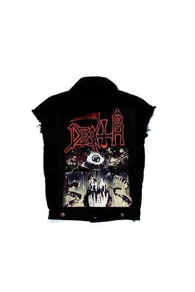 Modaroma Death Symbolic Sleeveless Denim Vest