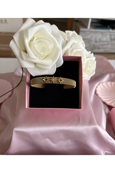 CLARİS 316l Çelik Yıldızlı Gold Kelepçe