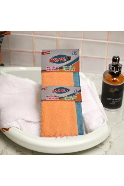 Wool's Wools' Mikrofiber Cam Bezi Ve Havlu Bezi 2'li