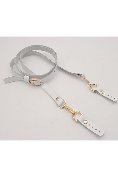 angel çanta aksesuar Λαβή τσάντας με αγκράφα 130x1,5 cm Λευκό πραγματικό δέρμα ελαφρύ χρυσό