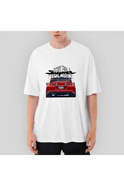 Z zepplin Tricou alb supradimensionat Toyota Supra 2jz