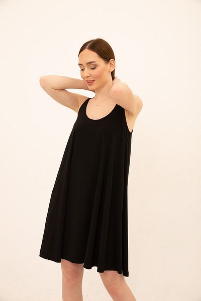 Laranor Black U-Neck Relaxed Fit Dress