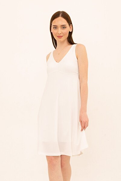 Laranor Φόρεμα Ecru με λαιμόκοψη