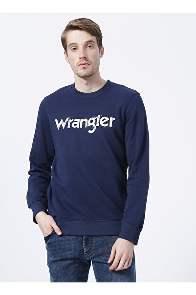 WRANGLER Bisiklet Yaka Baskılı Lacivert Erkek T-shirt W212025410_crew Neck Sweatshirt