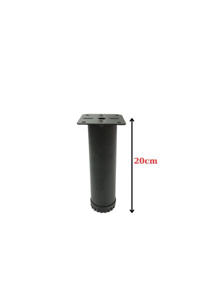 ARON (4 BUC.) Picior metalic reglabil de 15 cm, din lemn de mesteacan (negru), pentru bază de pat, dulap, mobilier, picior de scaun