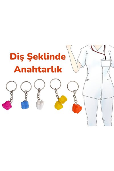 Tooth Shaped Promotional Keychain - 5pcs