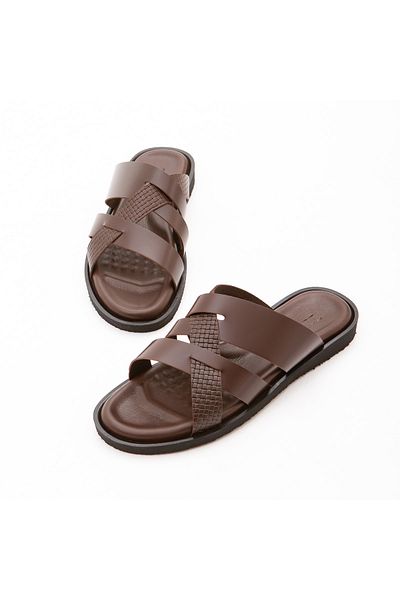 Tamer Tanca Men's Leather Daily Slippers 876 448 Erk Trlk Y22