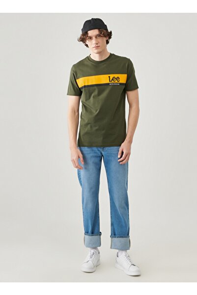 Lee Футболка Haki Erkek Легка футболка з графічним принтом та круглим вирізом