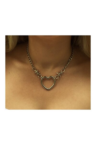 oldskoolbutik سلسلة الشائكة وقلادة القلب