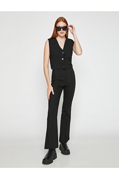 Koton Rozšířené kalhoty s vysokým pasem žebrované