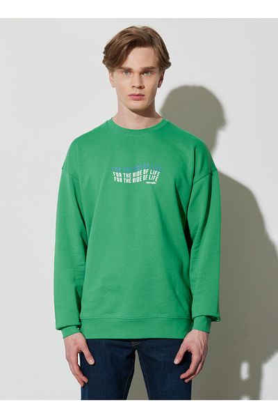 WRANGLER Crew Neck Green Men's T-Shirt W676I4G30_Crew Neck Sweatshirt