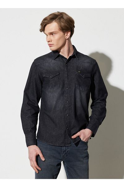 WRANGLER Shirt Collar Men's T-Shirt W5Mslw339_Long Sleeve Jean Shirt