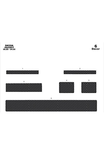 meriç cockpit design ميريتش ®   سكودا فافوريت توربيدو أمامي مطلي بالكربون 6 قطع 1989-1995