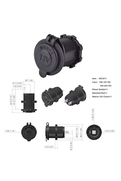 BuharaElektronik A Kalite Oto Çakmak Fiş Çakmaklık Dişi Pano Tip 30mm Şase Mo...