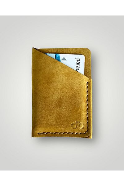 Safir Leather Nubuck Genuine Leather Card Holder (mustard)