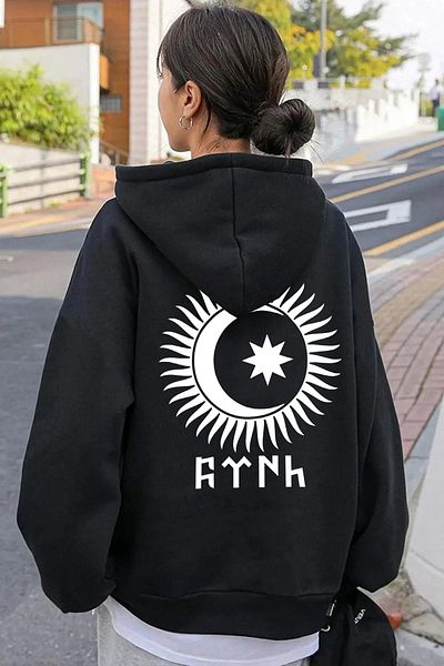 MANCY Unisex 2ip πλεκτό ύφασμα Turan Union Reflector Print Oversize Ζακέτα