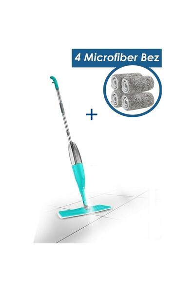 Ensa Shop Sprey Mop Yeni Nesil Pratik Temizlik Seti Beyaz 4 Adet Yedek Bezli