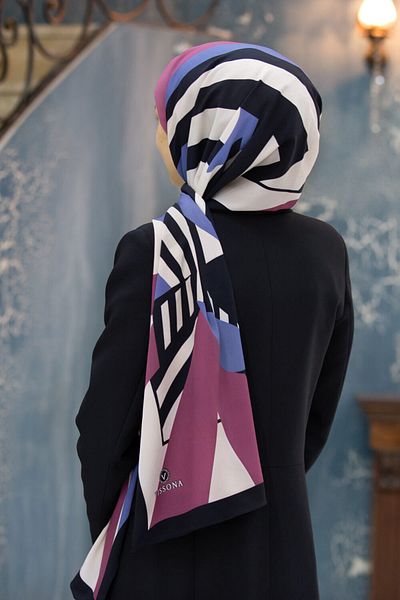 Vissona Γυναικείο σάλι πολυτελείας Medina Silk Indigo-2