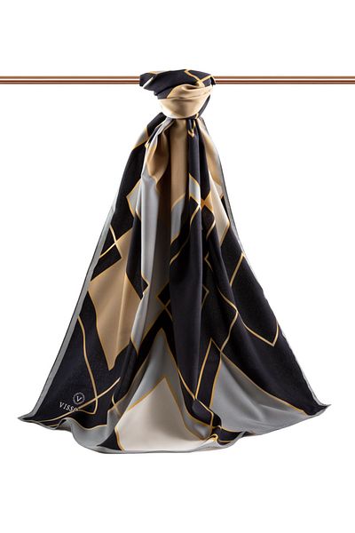 Vissona Γυναικείο σάλι πολυτελείας Medina Silk Grey-3