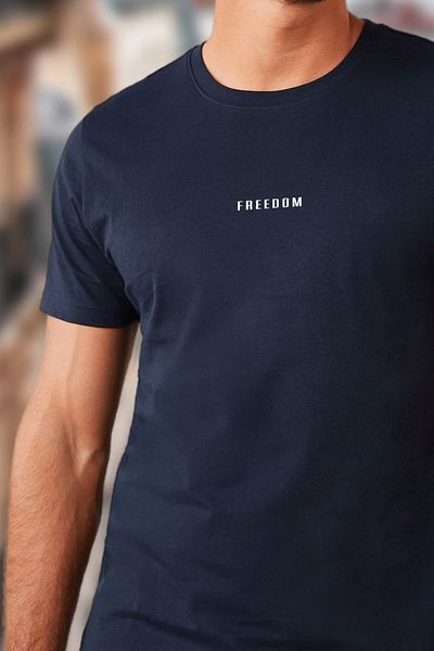 BESSA Ανδρικό μπλουζάκι Freedom Printed Navy Blue - Άνετη εφαρμογή, λαιμόκοψη