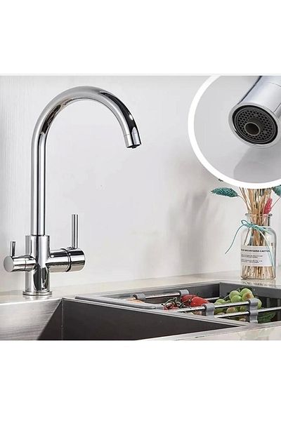 MOONSHOP Purified Luxury 3 Way Chrome Cane Kitchen Sink Faucet