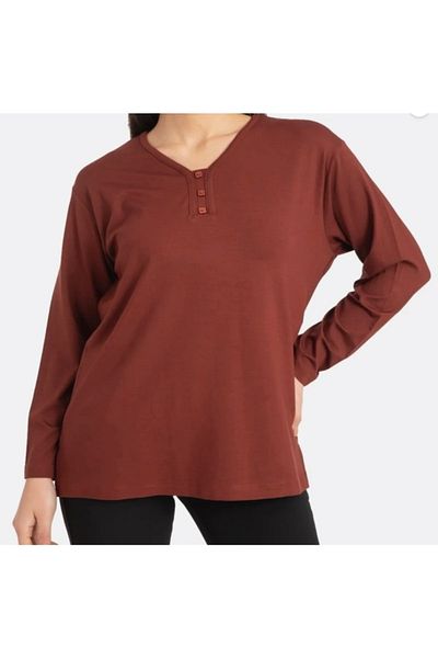 ECE GİYİM Βισκόζη V Neck Lycra Mother Χτενισμένη Βαμβακερή Μπλούζα