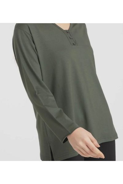 ECE GİYİM Βισκόζη V Neck Lycra Mother Χτενισμένη Βαμβακερή Μπλούζα