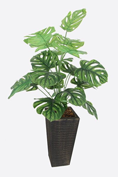 Yapay Çiçek Deposu Yapay 18 Dallı Devetabanı Ağacı 100 cm (Ahşap Siyah Gold-S...