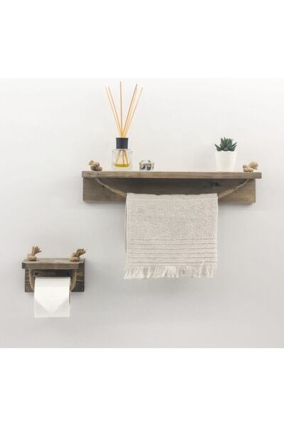 Genel Markalar Masif Ahşap Jüt Ipli Banyo Takımı Wc Havluluk