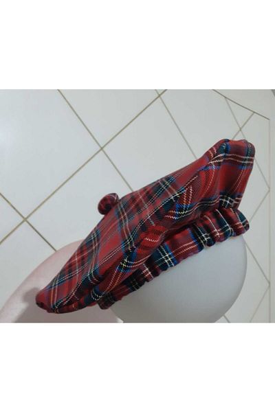 Eylülce Butik Unisex Children's Red Plaid Painter Hat