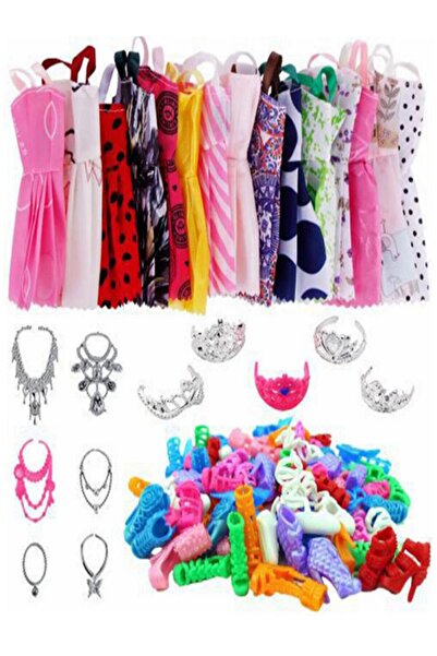 ttoysworld 35 Parça Oyuncak Bebek Aksesuarları Frozen-barbie- Cindy Için Uyumludur. (12 Farklı Elbiseli)