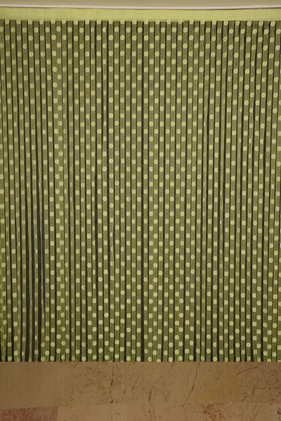 AKÇA TEKSTİL Polka Dot Model Green Color Rope Curtain Ready-made Buttons Sewn Rope Curtain 300*270 cm