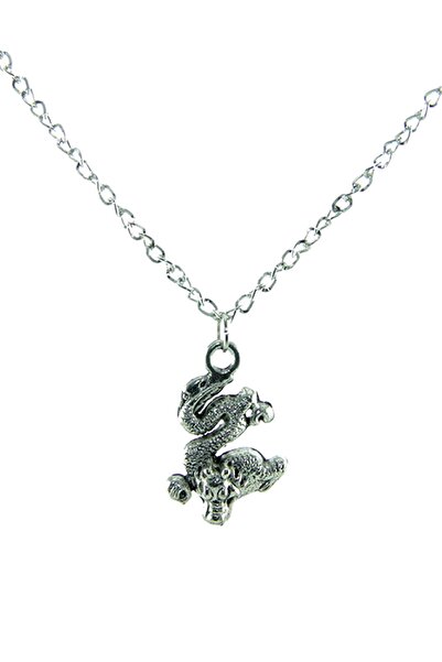 Rouge قلادة تنين من البلاستيك الصلب باللون الفضي للنساء